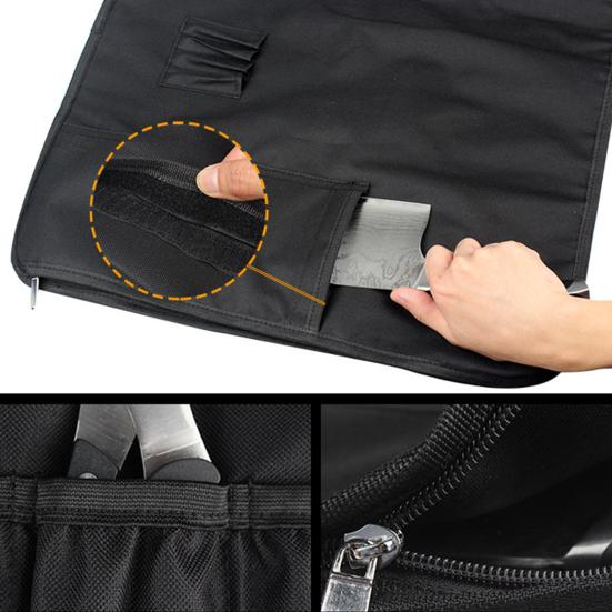 Chef Cutter Case Large Capacity Multi Slots Stain Resistant Sturdy Handle Easy To Carry Storage Oxford Cloth Strong Bearing Chef Roll Bag Kitchen
