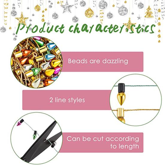 Fargerik Lyslenke Ekstra Lang Klar Farge Glatt Overflate Kan Klippes Fritt Bred Anvendelse Dekorativ Plast Juletre Fargerike Kunstige Lyslenker