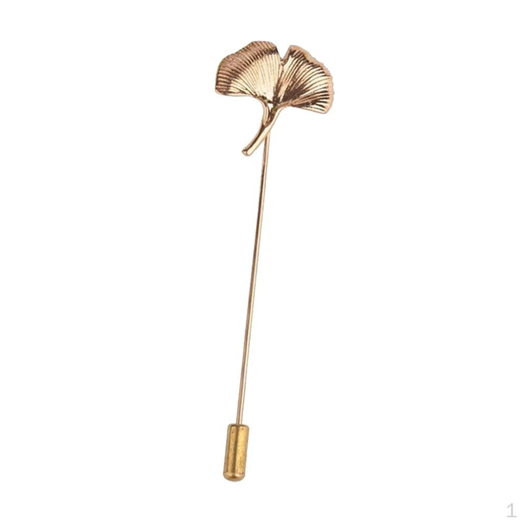 

Vintage Gingko Leaf lapel pin stick Hat Scarf Brooch Gold