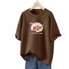 Wine Red Cartoon Short Sleeve T-Shirt - Women's Korean Style Loose Summer 2026 Trendy Top