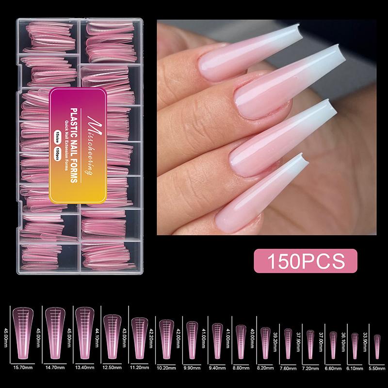 150 Pcs Dual Forms For Poly Nail Gel Soft Nail Forms Molds Acrylic Full Cover False Nail Tips Manicure Extension