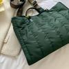 Luxus Marke Frauen Gepolsterte Große Kapazität Handtaschen Grün Große Totes Klassische Nylon Unten Baumwolle Schulter Tasche Büro Dame Shopper Tasche
