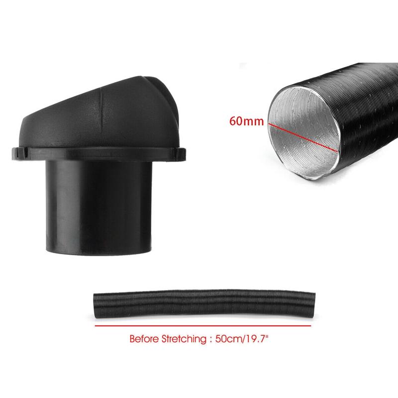 60mm Car Auto Heater Pipe Duct T Piece Warm Air Outlet Vent Hose Clips Set for Parking Heater Webasto Eberspacher