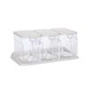 Clear Seasoning Box Storage Container Cruet 3 Compartment Kitchen Spice Pots Apricot