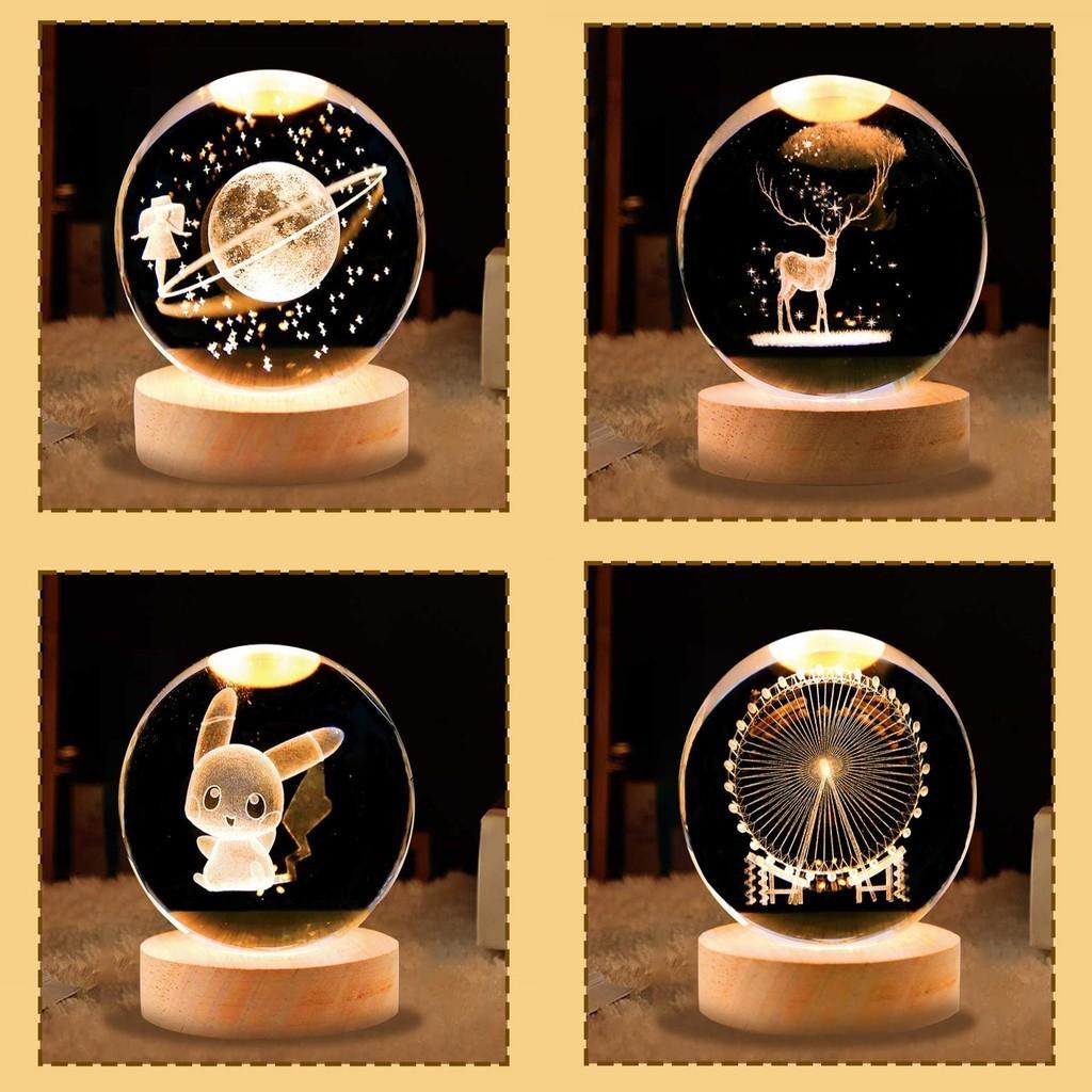 Crystal Luminous Global Ball Decoration Star Walk Night Light Usb Direct Insertion