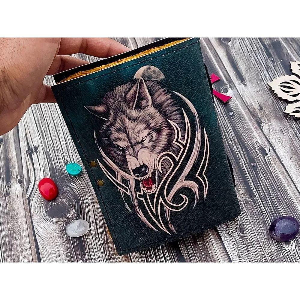 Wolf Embossed Handmade Leather Bound Journal Writing Notebook Diary Notepads