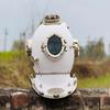 45.72 Cm White Marine Diving Helmet Deep Sea Scuba Diver Helmet with Wooden Base Nautical Boston Maritime Decor Gift