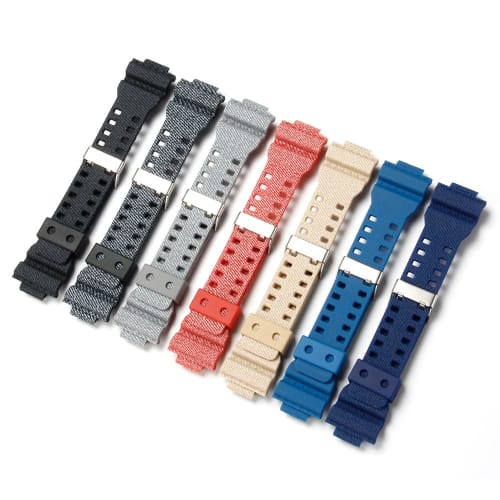 Casio Genuine Compatible Band, 16mm Wide Striped Waterproof Watch Strap for G-8900A, GR-8900A, GW-8900A, GA-110, GA-100, GD-100, and GD-110 (Khaki)