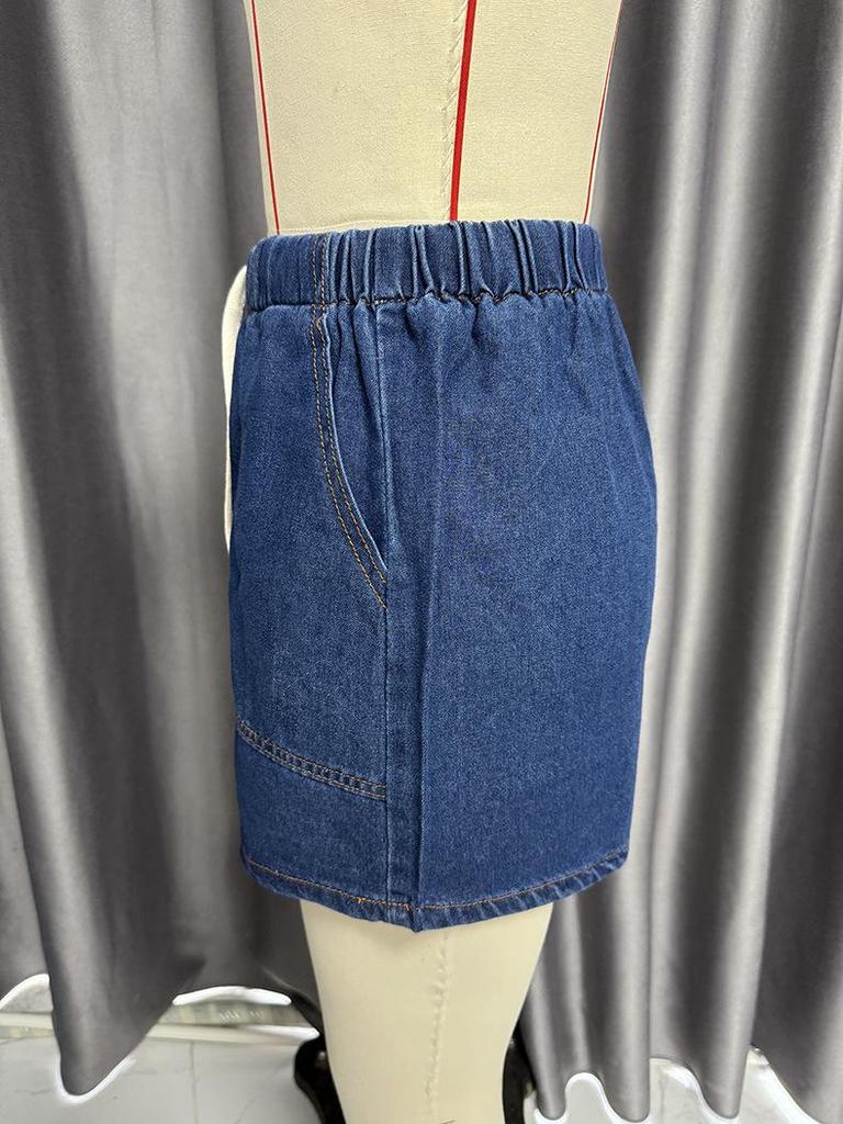 2025 Retro Lässiges Denim Kurzarmhemd & Shorts Set - Damen Frühling/Sommer