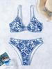 Verspielter Floral 2025O Damen Zweiteiliger Bikini mit Ring-Verknüpftem Dreiecksdesign