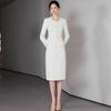 Off-White Square Neck Women's Professional Slimming Suit – Spring/Autumn Formal CEO Workwear