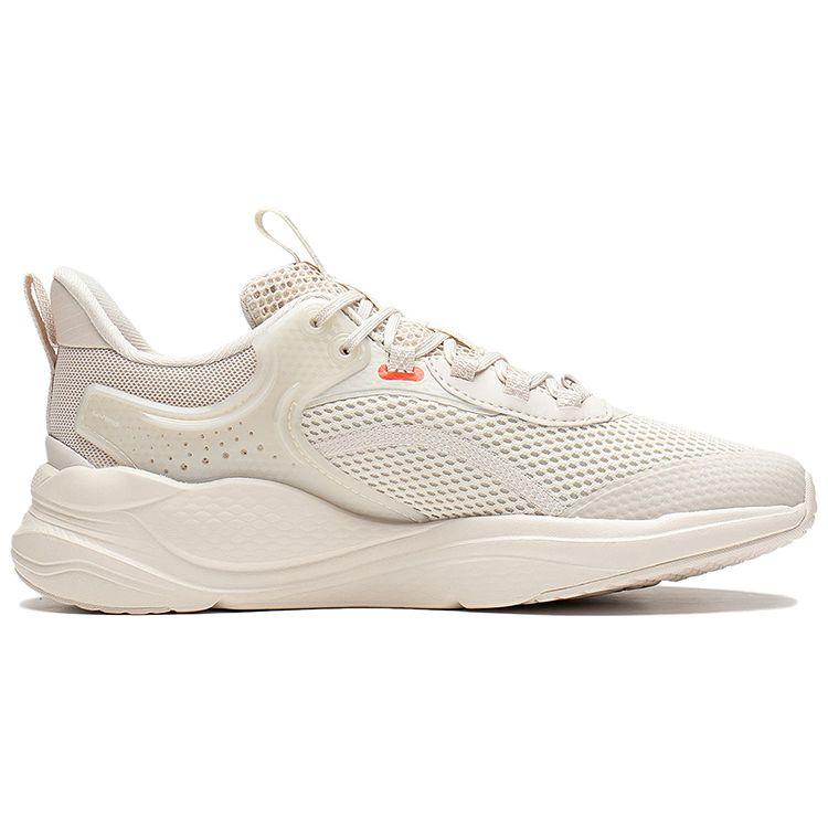 Li Ning Flow Cloud Fabric Synthetic Leather Shock Absorption Non-Slip Wear-Resistant Low-Top Casual Shoes Women Casual Shoes Pearl-White AGLS060-1