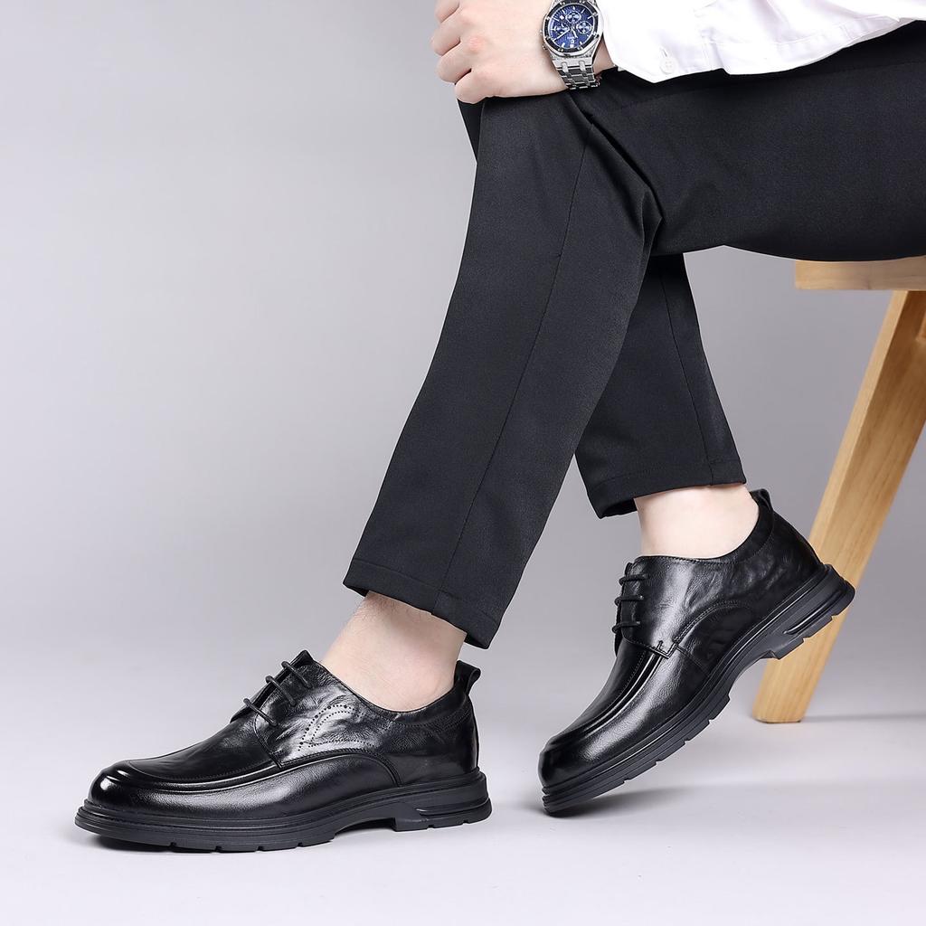 Herbst Erste Schicht Rindsleder Business Lederschuhe Herrenmode und Komfort Große Spitze Derby Schuhe Leder High-End Hochzeits Bräutigam Schuhe