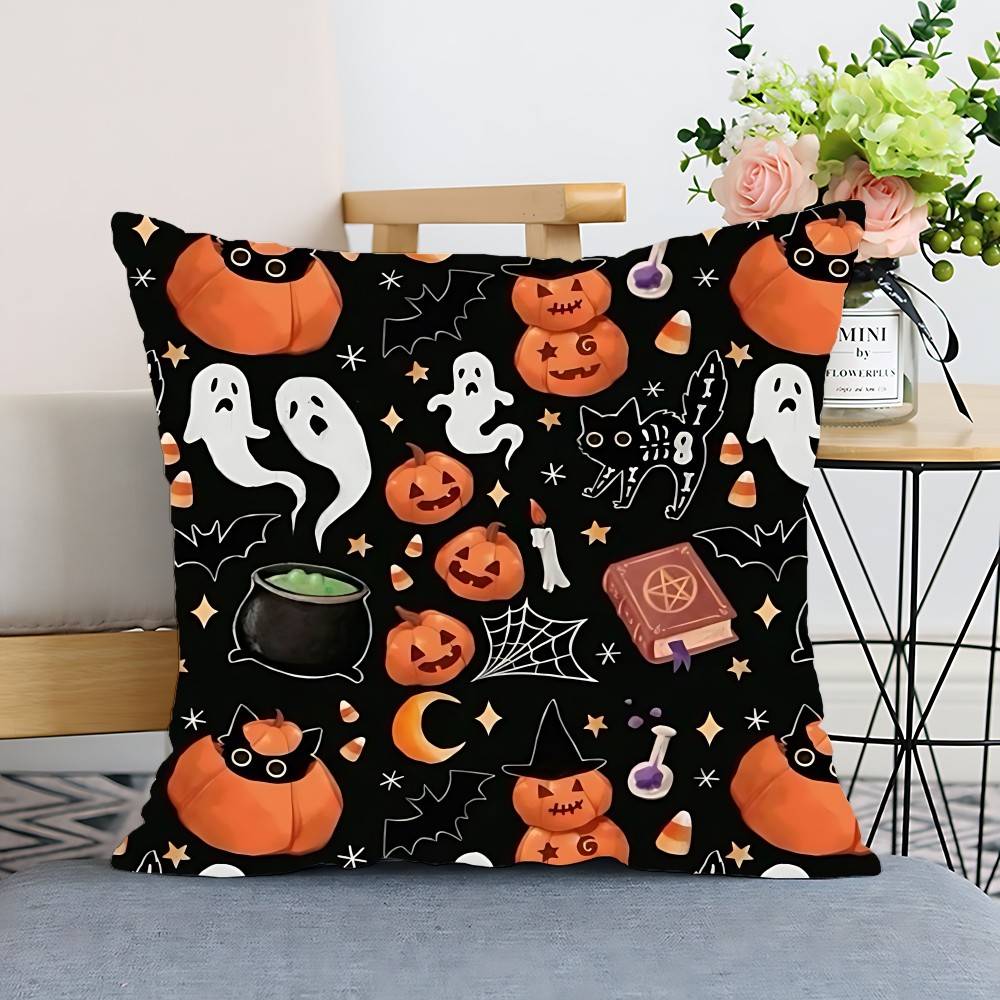 Spooky Halloween Pillow Case Cushion Cover Polyester Pillowcase Decorative Sofa Cushion Pillowcase Home Decor