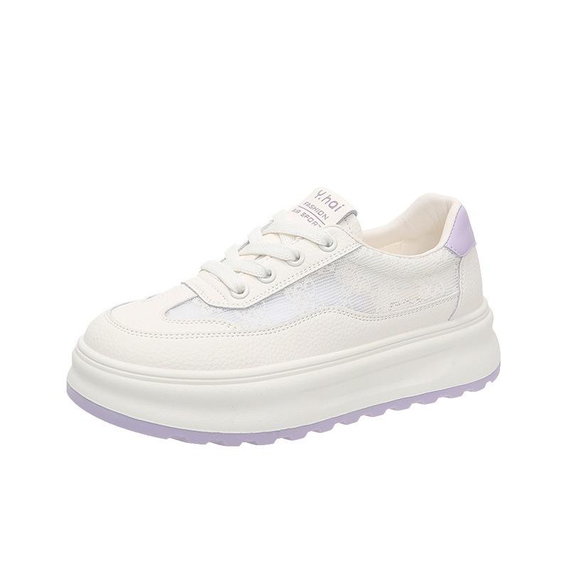 Mesh breathable summer leather little white shoes soft sole women's shoes new thick baseplate shoes casual sports shoes