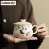 180ml Creme Ding Ofen Panda Spiel Schmetterling Filter Tee Trenntasse Elegante Teetasse mit Sieb Teezubereiter Büro Wasserbecher Geschenk