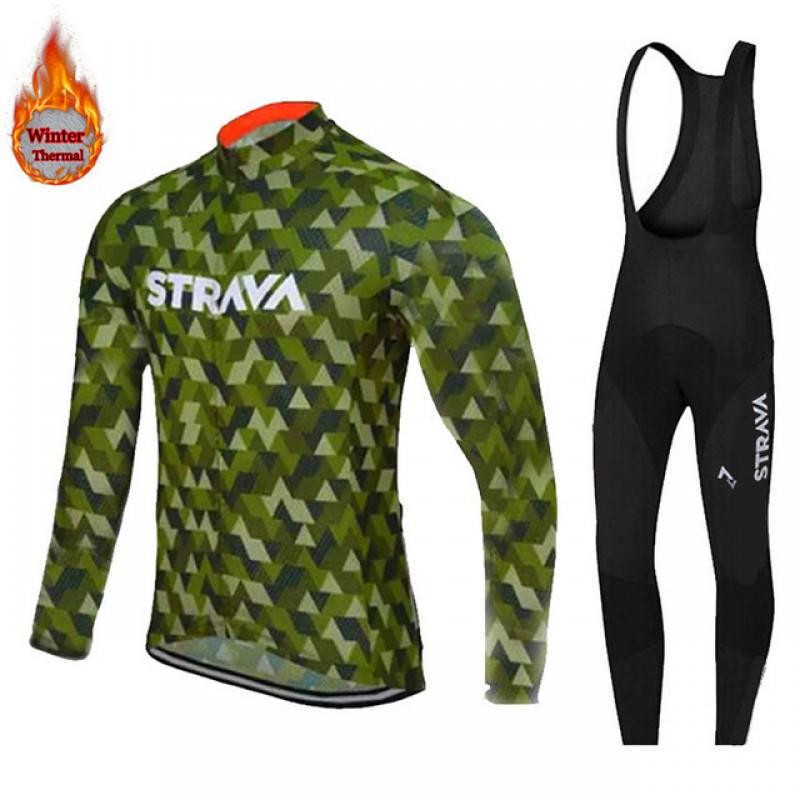 Fleece Cycling Jersey Set Mountain Road Bikes Winter Warm Long Sleeve Unisex Breathable