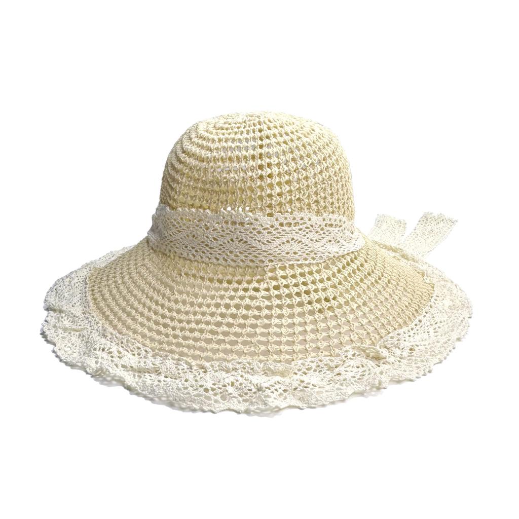 Straw UV Sun Wide Large Lace Sun Protection [NAMEOF] Women's Hat, Protection, Hat, Face-Slimming Effect, Brim, Spring/Summer, Size, Ribbon, Foldable,