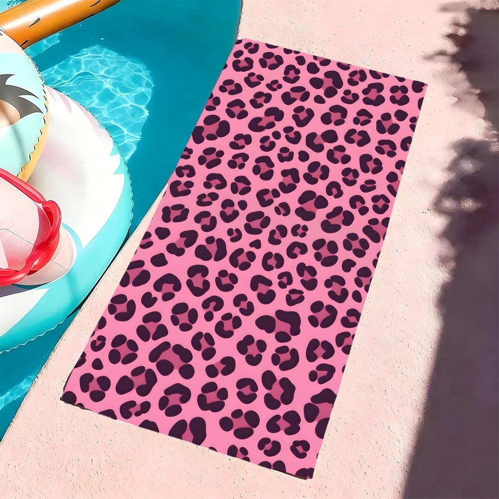 Pattern P-Pink Leopard Lip Print Towel Microfiber beach towel, quick-dry, sand-free, ultra-fine fiber, super soft.