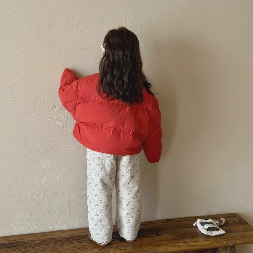 2024 Winter Korean Style Girls' Cartoon Down Jacket - Warm Cotton-Padded