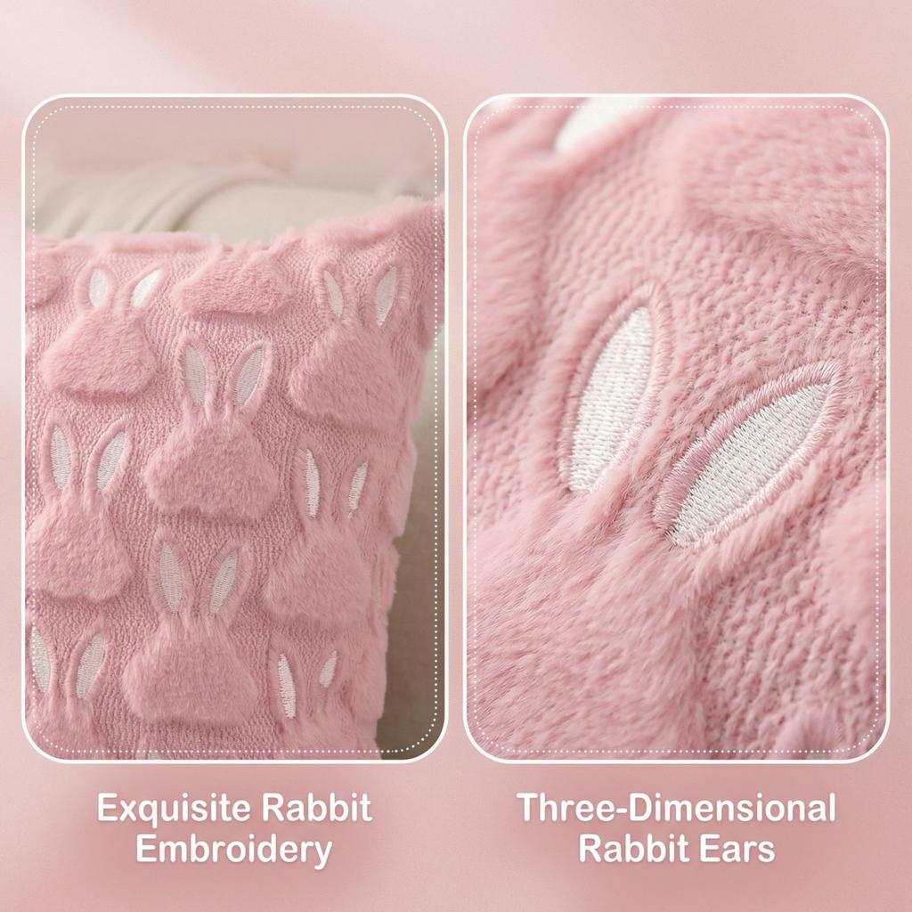 45x45cm Easter Rabbit Pillowcase Cozy Sofa Cushion Cover Office Backrest Lumbar Pillow Cover For Stylish Home Bedroom Decor