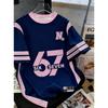 6 7 Printing Parent-child Matching Outfits Autumn Short Sleeve T-Shirt Plus Size Jersey Sportwear Outdoor Round Neck T-Shirt
