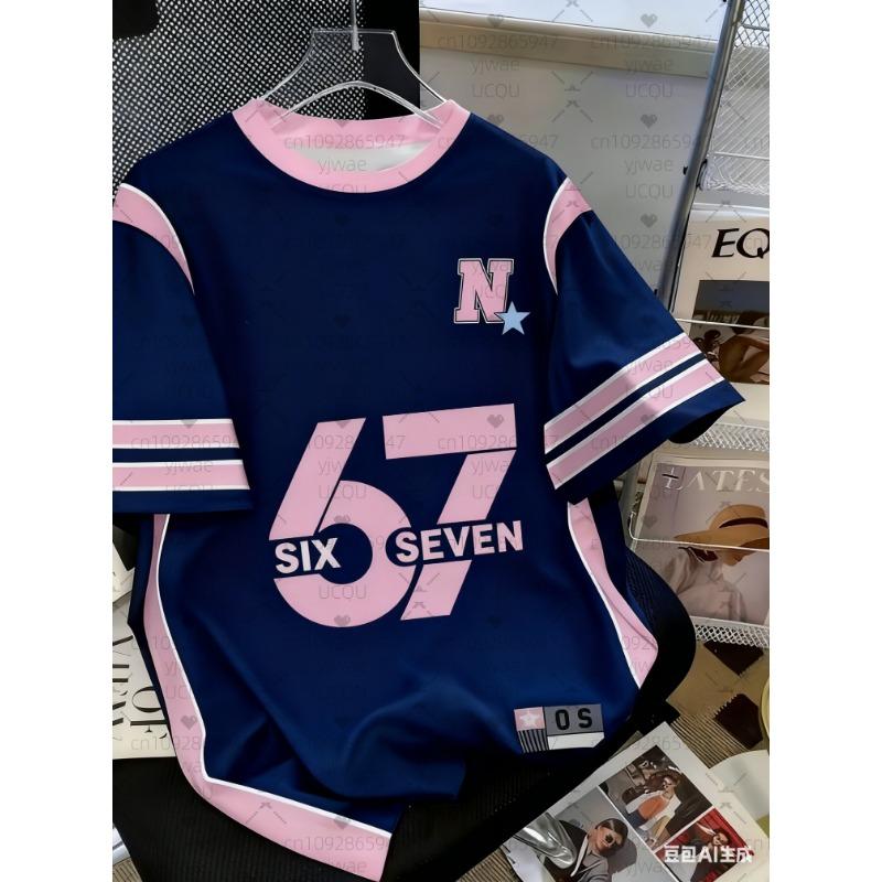 6 7 Printing Parent-child Matching Outfits Autumn Short Sleeve T-Shirt Plus Size Jersey Sportwear Outdoor Round Neck T-Shirt