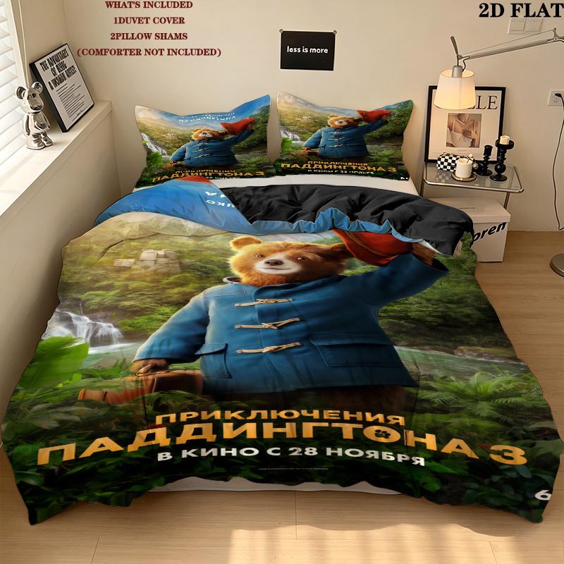 Paddington Bear Bedding Quilt Set Quilt Cover Pillowcase Home Decoration Birthday Gift (1 * duvet cover + 2 * pillowcase, without core)