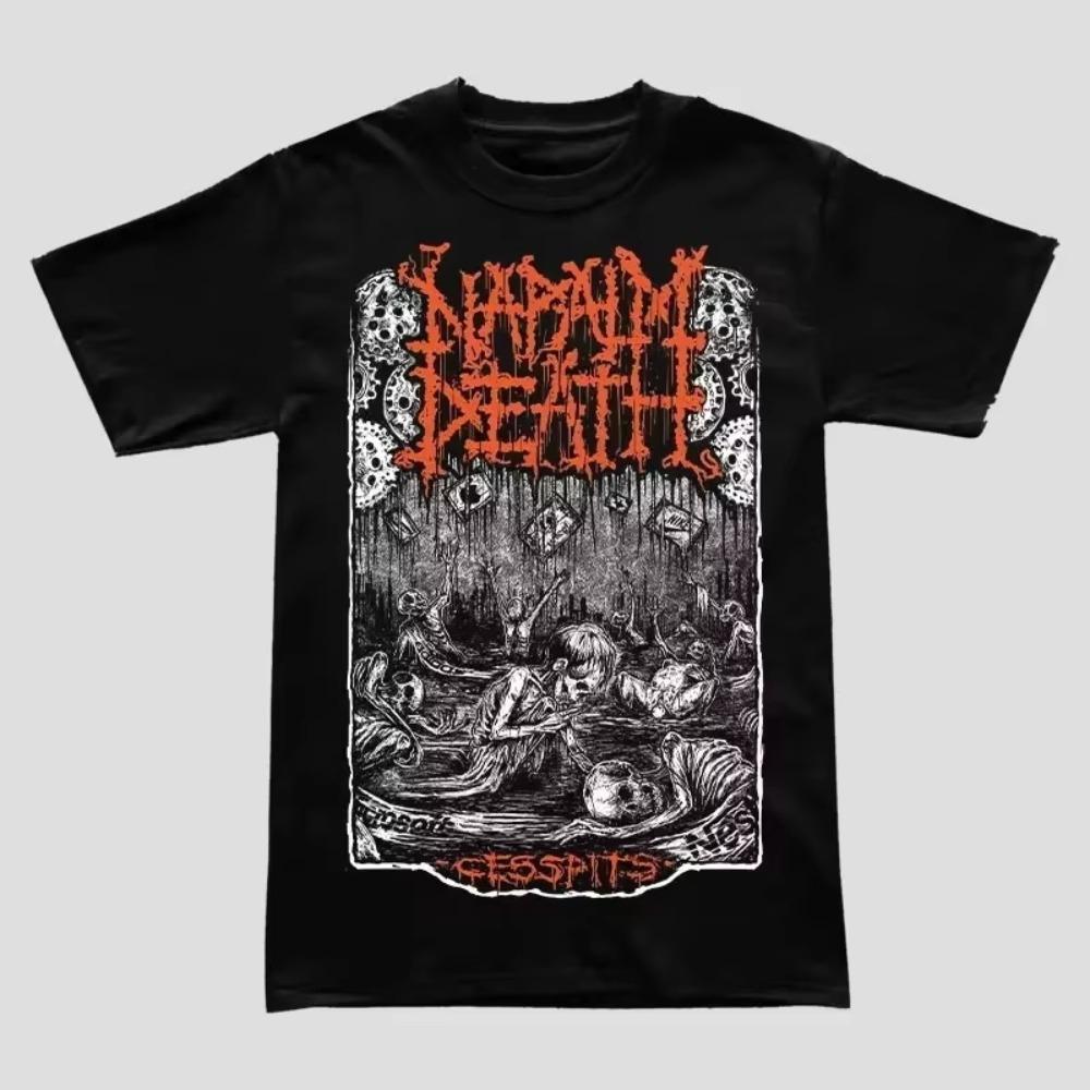

2025 Новая футболка Napalm Death Grinding Heavy Metal Хлопок Круглый вырез Уличный Хип-хоп Стиль Топ Ретро Удобная Уличная футболка XXXXXL чёрный