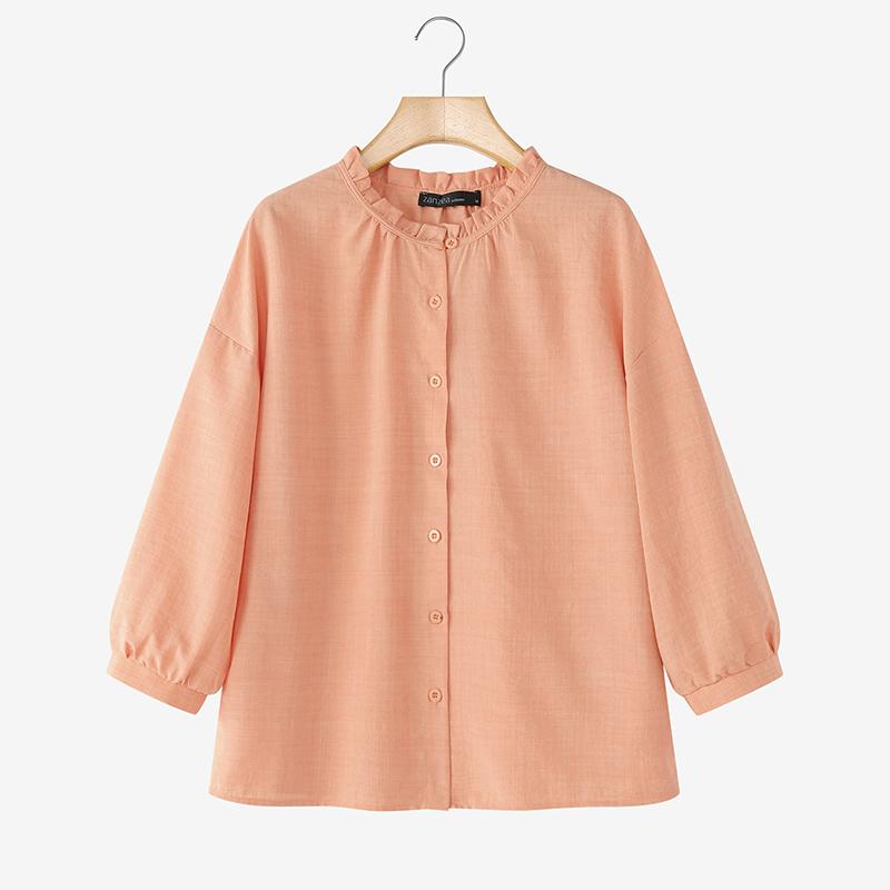 

ZANZEA Женская повседневная блузка с круглым вырезом и рукавом 3/4 L розовый