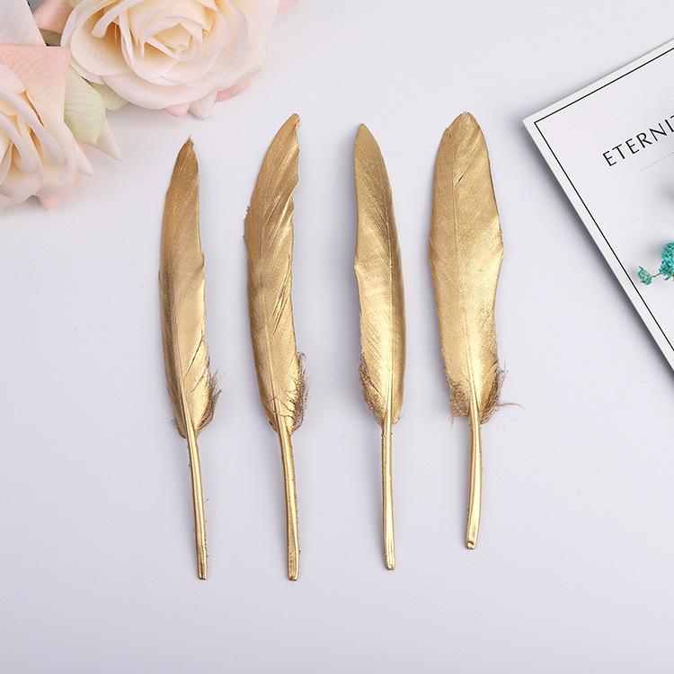 

10-15Cm Spray Gold Feather Small Straight Knife Diy Handmade Jewelry Spray Silver Goose Feather Craft Decorative Raw Materials