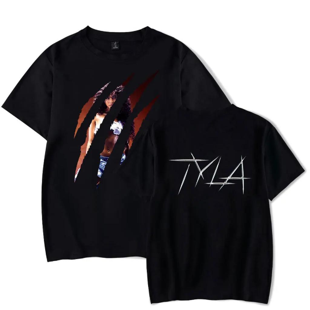 Tyla Scratch Maglietta a Maniche Corte Donna Uomo Girocollo T-shirt alla Moda