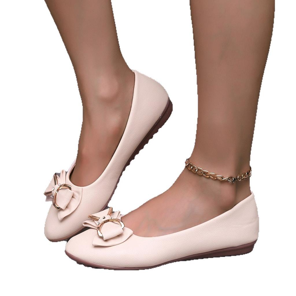 Spring New Korean Version Flat-bottomed Versatile Comfortable Non-slip Work Shoes Maternity Soft-soled Casual Summer Doudou Shoes Women's Shoes