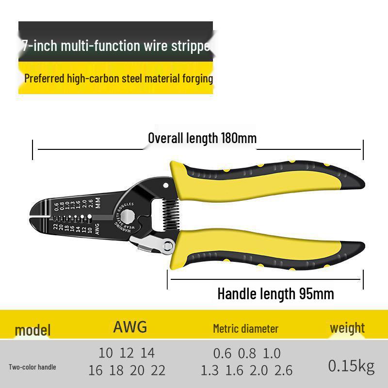 Wire Stripping Multifunctional Electrician Pliers - Cut, Strip, Crimp, Pull, and Skin Cables