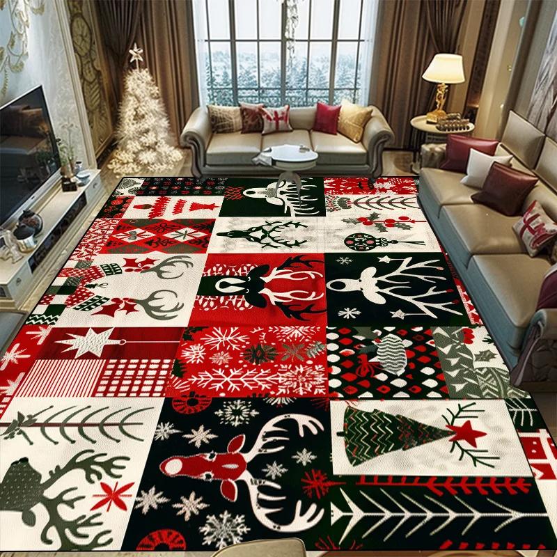 Weihnachtsteppich im amerikanischen Stil für Wohnzimmerdekoration Sofa Couchtisch Bereichsteppiche für Schlafzimmer Großer Bereich Bodenmatte Waschbar