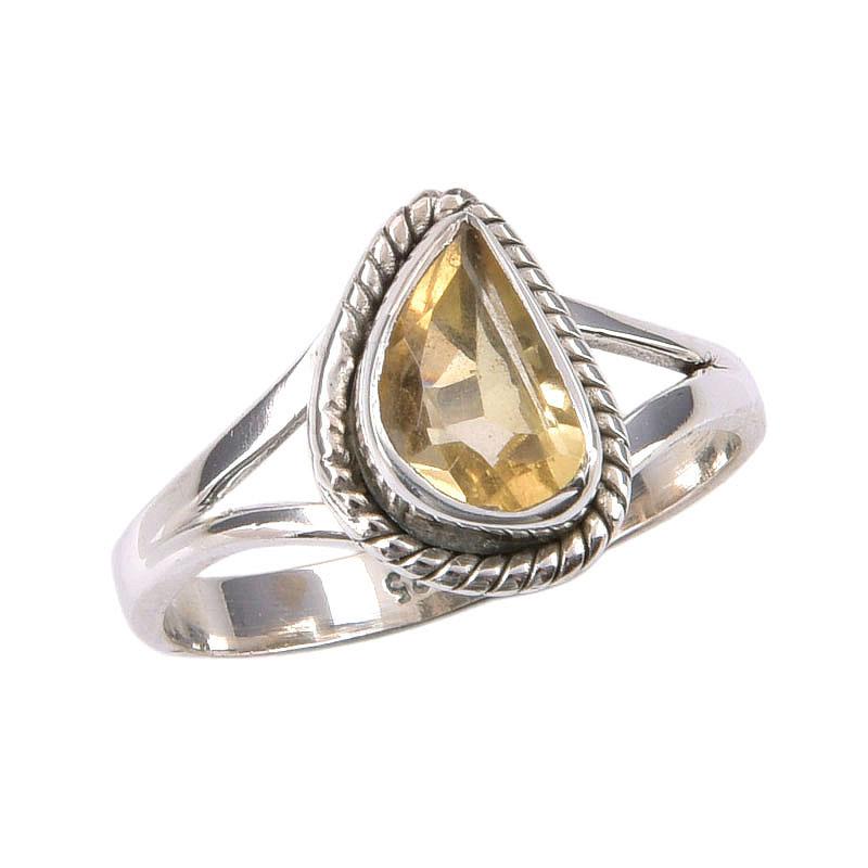 Natural Citrine Gemstone Handmade 925 Sterling Silver Jewelry Ring Size 6 k7B37