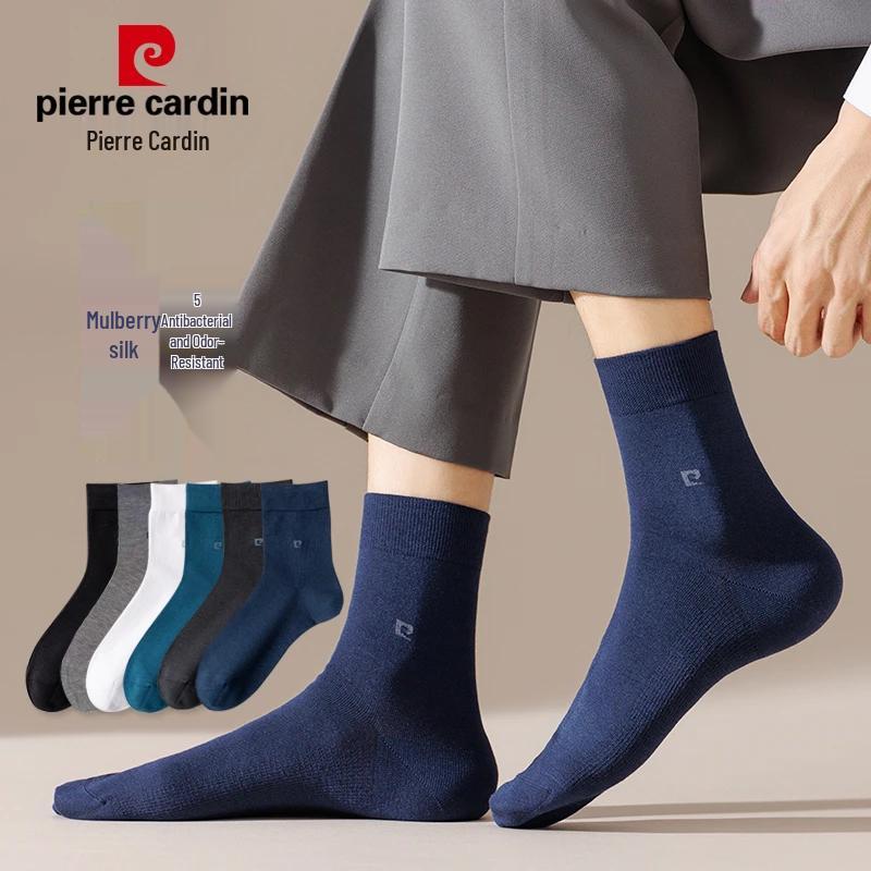 Pierre Cardin Men s Modal Mulberry Silk Mid-Calf Business Socks One Size