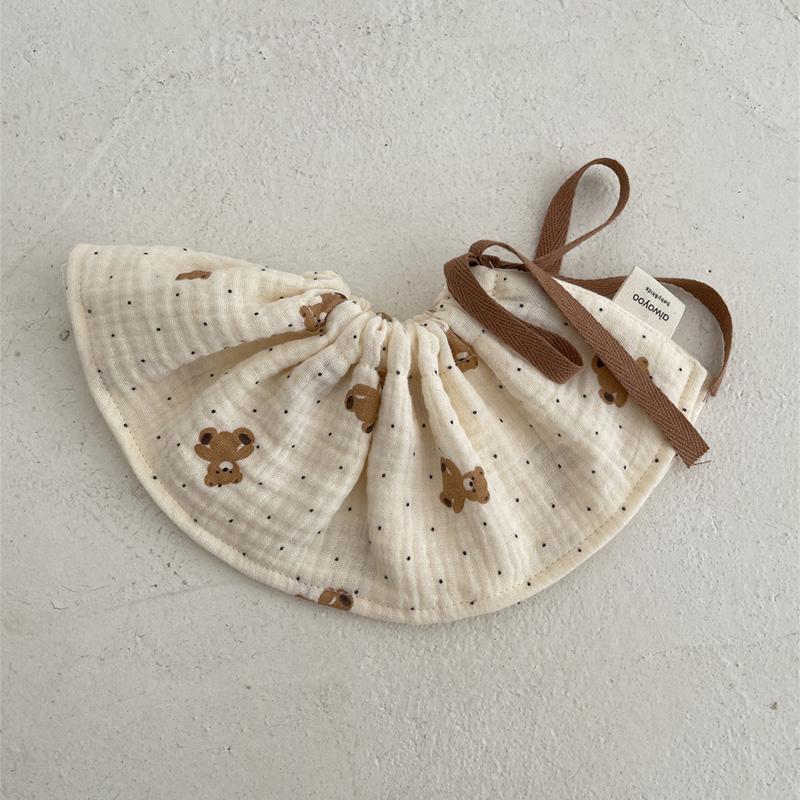 4Layers Cotton Gauze Baby Bibs Toddlers Newborns Printing Ruffle Feeding Burp Cloths Apron Baby Saliva Towel Drool Bib
