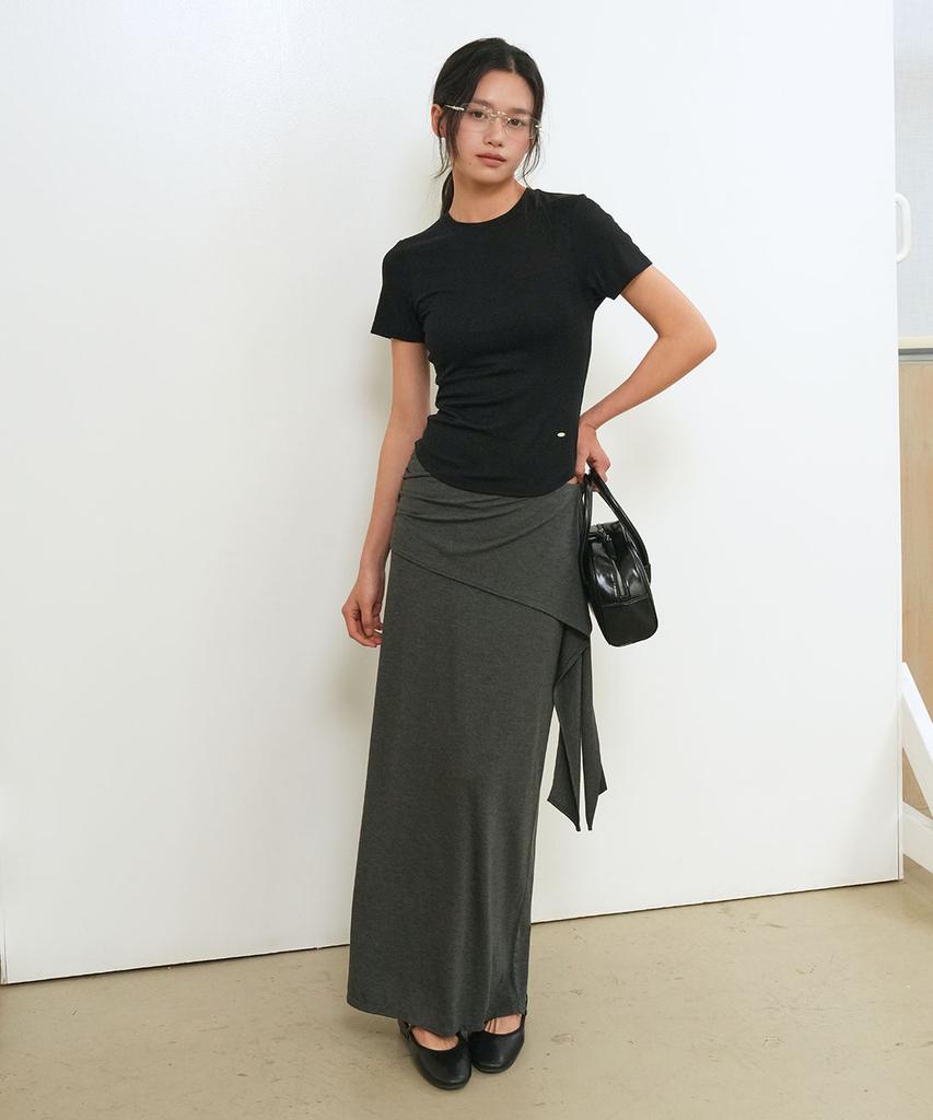 GENERALIDEA Acetate Round Neck T-Shirt [Black] / Gf2Lts509