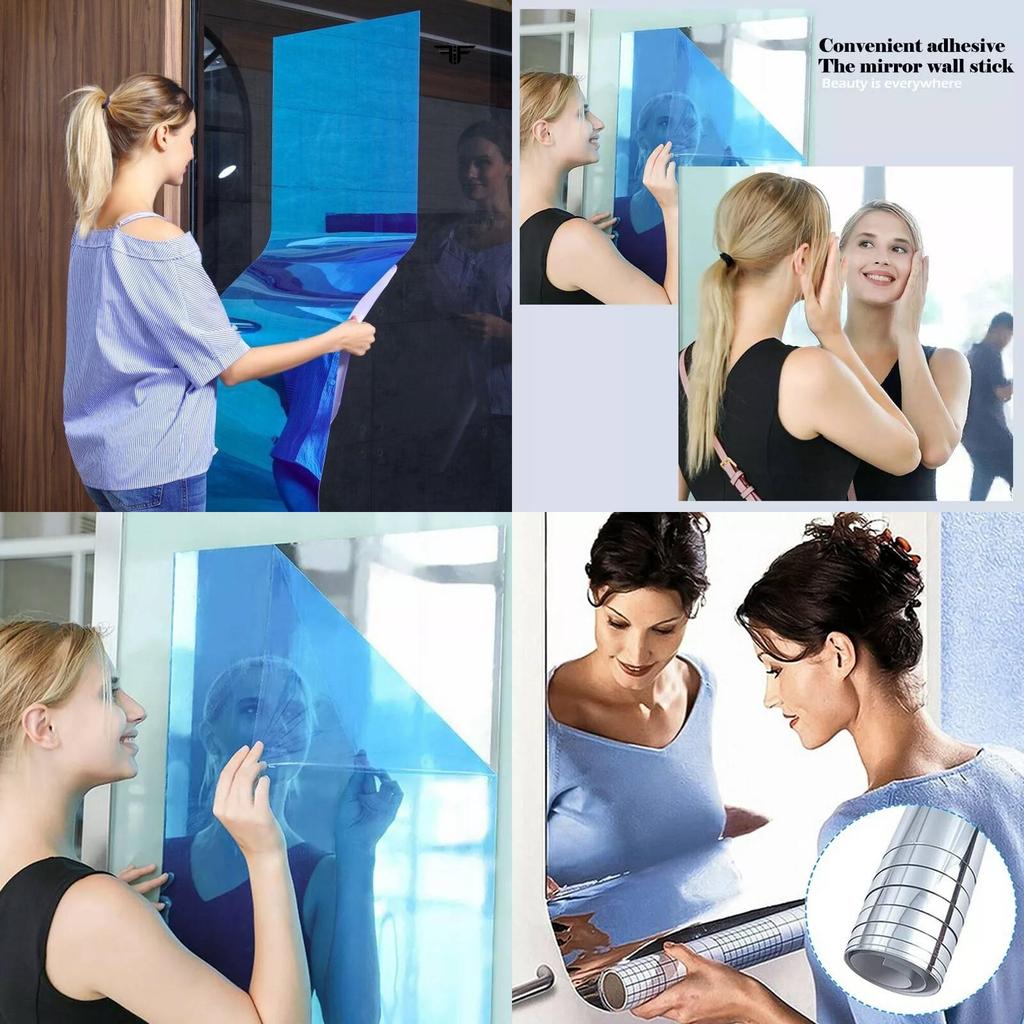 Self Adhesive Mirror Wall Stickers Soft Mirror Decorative Reflective Film For Home Decor