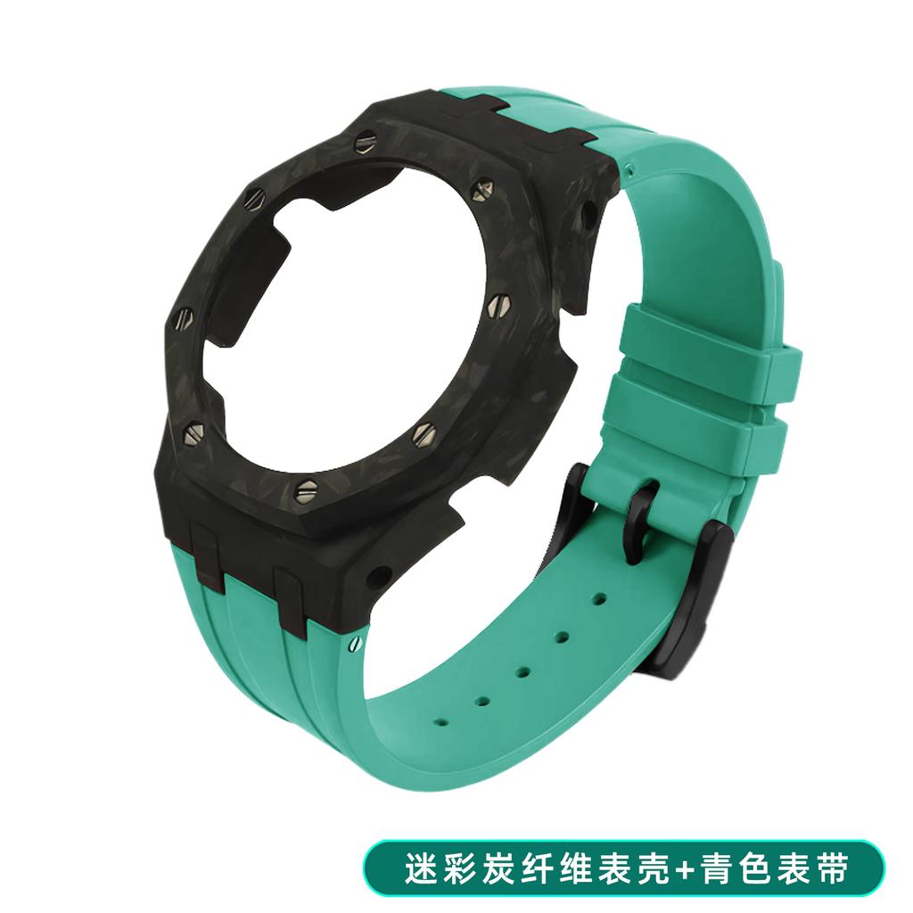 GA2100 GA2110 Modifie Lightweight Carbon Fiber Cace Watch Strap Case For Casio Gshock GA-2100 GA-2110 Fkm Rubber Watchband Bezel