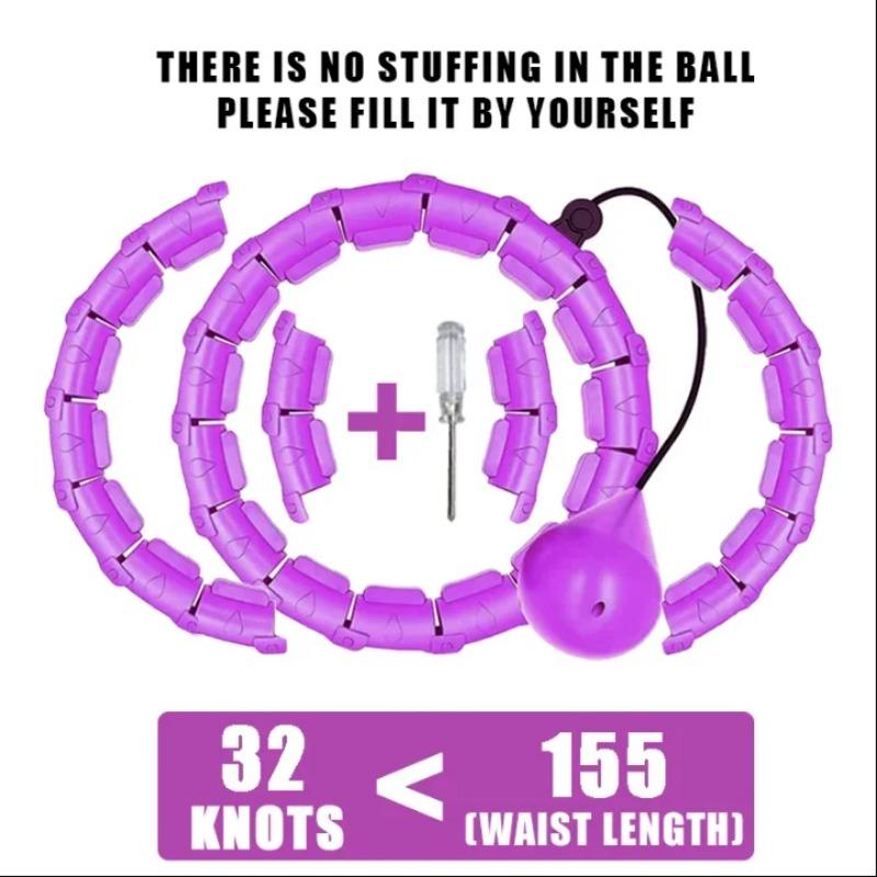 

Утяжеленный и регулируемый интеллектуальный обруч для упражнений для фитнеса и похудения. Специальные женские упражнения для брюшного пресса со съемным узлом. 32-Purple