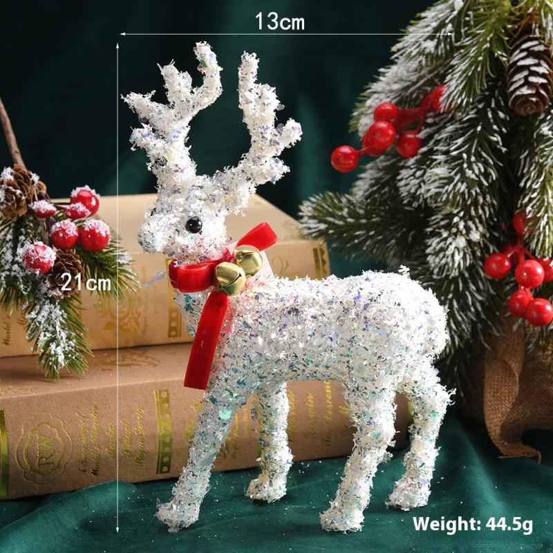 1pcs Christmas Reindeer Deer Ornaments Decorations House Tabletop Decor Hanging Baubles Flocking Mini Deer Pendant Elk Cloth