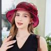 Legant Women'S Vintage Style Derby Hat with Large Handmade Flowers and Wind Mesh - Non-Stretch, Sun Protection, Knitted Craftsmanship
