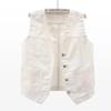 Gilet in Denim Scollo a V Primavera Estate Donna Giacca Corta Senza Maniche Casual Gilet in Jean Monopetto Donna