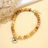 Women Fashion Colorful Beaded Heart Pendant Clavicle Necklace