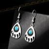 Earrings, Personalized Retro Oil Dripping Animal Paw Print Turquoise Earrings Jewelry