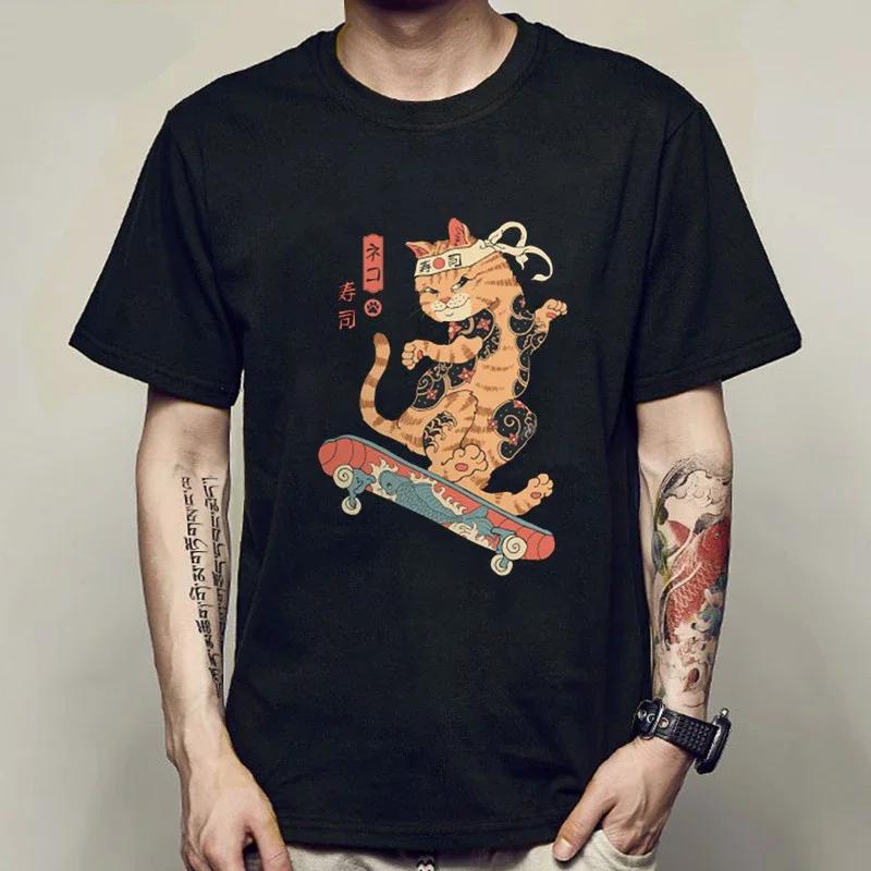 Neues Sommer-Mode-T-Shirt Kawaii Harajuku Anime Katze T-Shirt Herren O-Ausschnitt Kurzarm-T-Shirt Japanisches Sommer-Kurzarm-T-Shirt