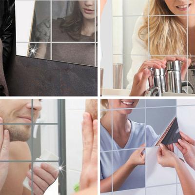 9Pcs Self-Adhesive Waterproof Mirror Surface Wall Sticker Home Bathroom Decal