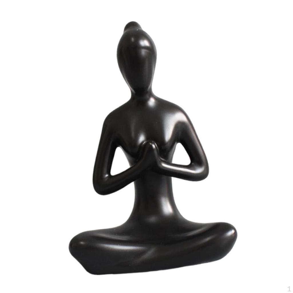 Ceramic Statue Art Sculpture Decor Small Figurine Meditation for Cabinet Desktop Shelf